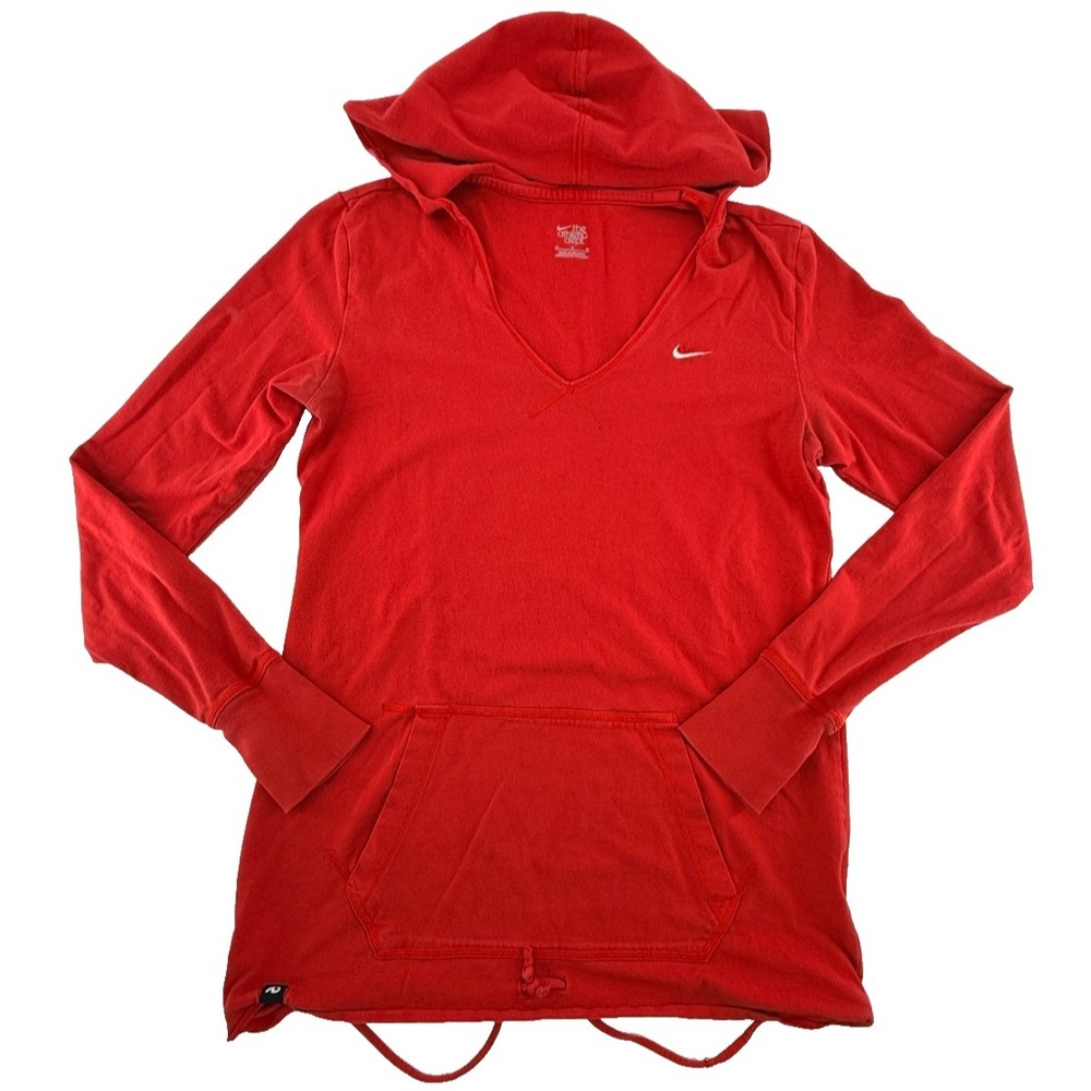 Nike Hoodie Womens M Red Lightweight Athletic Dept Pullover Sweatshirt
